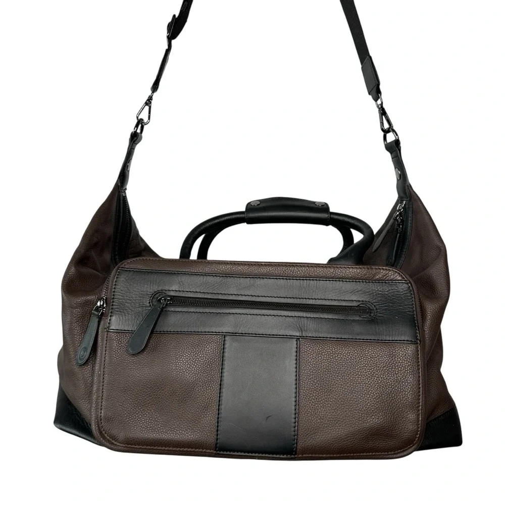 Ted Baker Trevir Equestrian Heritage Leather Duffle Bag In Brown Black